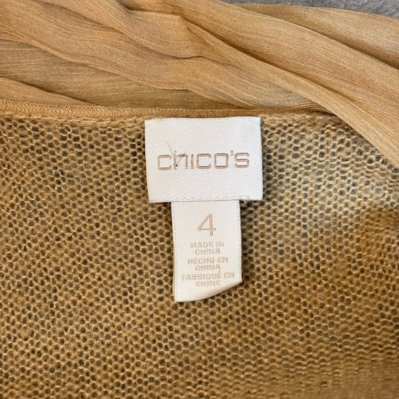 Chicos Luxe Lace Harriet Cardigan Sweater Camel Womens Size 4/2XL/22 Wool Mohair - Picture 3 of 10